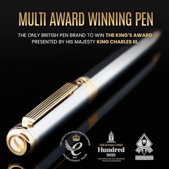 Silver Chrome Ballpoint Pen - Stunning Luxury Pen, Real Gold Plating, Schmidt Bl - Picture 3 of 9